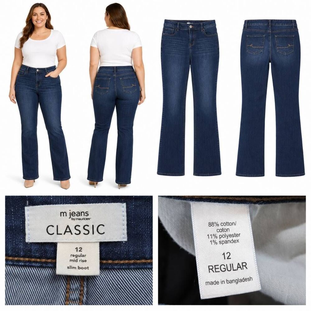 M Jeans by Maurices Classic 12 Mid Rise Slim Bootcut Jeans